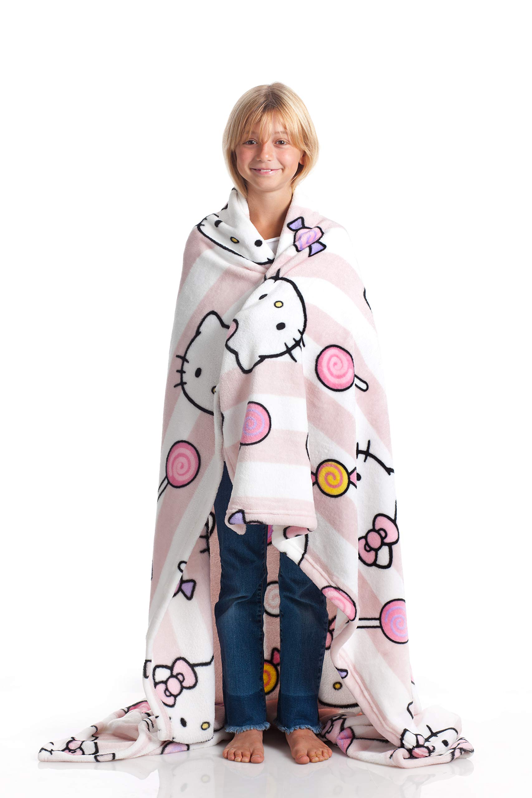 Kanguru Hello Kitty Fleece Blanket – Official Sanrio Soft & Fluffy Pink Throw for Kids, Girls & Women – Warm Sofa Blanket, Kawaii Bedroom Decor & Gift Idea – 130×170 cm (51×67 in)