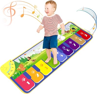 CaftyMids Kids Non-slip Piano Mat 19 Keys Musical Playmat 110x36cm