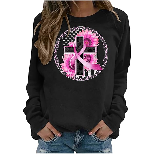 Damen Sweatshirt Mit Brustkrebs-Schleife - Pink Ribbon Engelsflügel Motiv