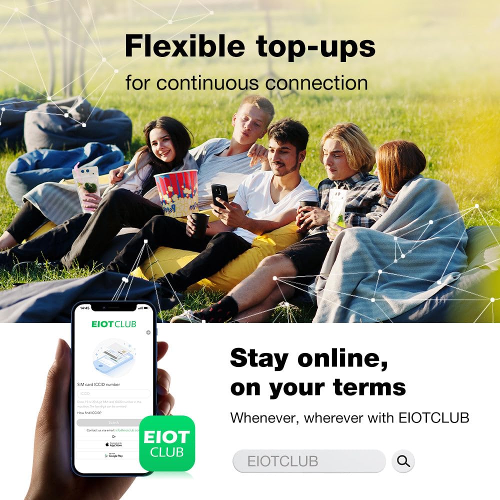 EIOTCLUB Prepaid Data SIM Card- 5G LTE Compatible with U.S. Networks, Ideal for Security Cameras, Mobile WiFi Hotspot, Trail Cameras, No Contract Required (Trial Plan)