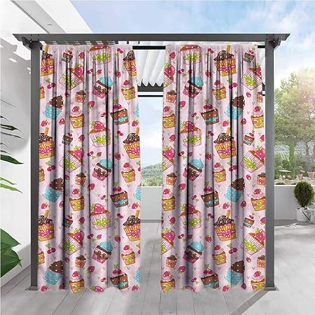 Amazon Com Pink Window Curtains Kitchen Cupcakes Muffins Rod