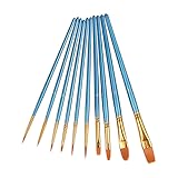 Heartybay 10Pieces Round Pointed Tip Nylon Hair Brush Set, Blue