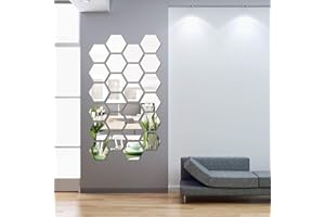 Shappy 24 Pieces Hexagon Mirror Wall Sticker Removable Acrylic Mirror Setting Wall Sticker Decal Honey Comb Mirror Decal for Living Room Bedroom Home Decor (5 x 4.3 x 2.5 Inch)