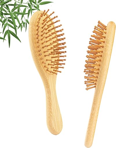 YUNAI Bamboo Paddle Hair Brush Natural Bamboo Air Cushion Comb for Curly Hair