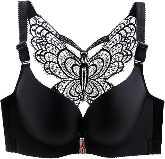 Taloit Frauen BH Schmetterling Stickerei Frontverschluss Wireless BH
