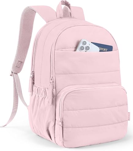 btoop laptop backpack for School Girls Teens Lightweight College Bookbag Casual Work Travel Backpack for Women Water Resistant Pink Backpacks(Pink) office - Backpack για grain leather touch points COLOR:black Inline Hook