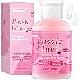 Puzzle Glue Clear with Brushes 120ML, Jigsaw Puzzle Glue Accessories and Tools, Water-Soluble Special Craft Puzzle Glue Sheets, Glue for Girls (4OZ)