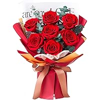 Mosstory Preserved Flowers Bouquet 7 Roses Bouquet Flowers Fresh Bouquet Flower Preserved Gift for Her Anniversary Birthday V