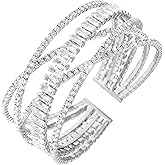Wovanoo Rhinestone Bracelet for Women MultiLayer Crystal Cuff Bracelet Strand Layered Bracelet