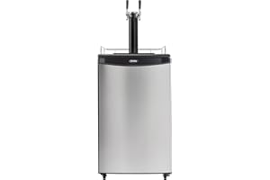 Danby DKC054A1BSL2DB 5.4 Cu.Ft. Double Tap Kegerator, Auto Defrost and Mechanical Thermostat, Keg Cooler with Scratch-Resistant Worktop and Reversible Door Hinge, Steel