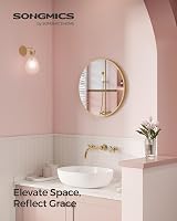 SONGMICS Round Mirror 61 cm Gold Metal Frame Wall Mounted LWM102A01 view 2