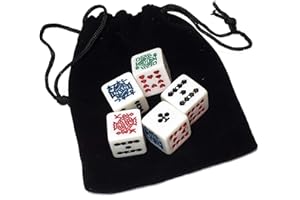 Cyber-Deals White Poker Dice (New 2020 Design) with Black Velvet Storage Pouch (Set of 05)