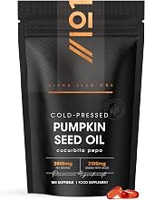 ALPHA01 Pumpkin Seed Oil 3000mg 50% Linoleic 180 Softgels Cold Pressed view 1