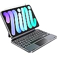 doqo iPad Mini 7 & Mini 6 Keyboard case for 8.3-inch 6th 2021/7th 2024 Generation, Touchpad Wireless Backlit Keyboard, Magnetic Floating Cantilever Stand Protective Cover Folio Aluminum Alloy Gray