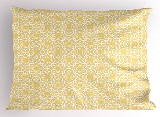 Amazon Com Ambesonne Yellow And White Pillow Sham Ornate Floral