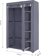 SONGMICS Portable Wardrobe Foldable Closet with Hanging Rail Grey 110x45x175 cm view 5
