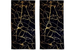 VANTASO 2 Pieces Bath Towel Set,Gold Black Marble Absorbent Bathroom Hand Face Fingertip Towels Soft Hair Drying Cloth for Kitchen,Gym,Spa,Quick Dry,30 inches x15 inches