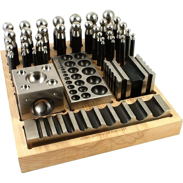 Complete Steel Dapping Doming Punch Set with Wooden Block ...