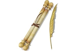 MiraShine Blank Scroll Paper with Wood Rods 8.25 X 36 Inch for Writing, Weding vows, Invitation, Props, Cosplay, Renaissance 