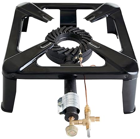 Paella World International Gaskocher Gas-Hockerkocher, groß mit Zündsicherung, Mehrfarbig, 2-teilig