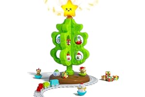 Surelect My First Christmas Tree for Toddlers, Musical Light Up Montessori Decor Toy with Ornaments, Mini Train Set, Roly Poly Toys, Finger Puppets, Birthday Xmas Gifts for Little Kids Boys and Girls