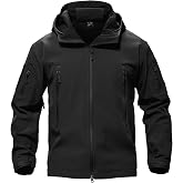 TACVASEN Men's Fleece Softshell Jacket Waterproof Winter Tactical Hooded | Windproof,insulate,wear‑resistant|6-Pockets,foldable hood,vent zipper|For rain,snow,ski,fall,hiking,work,travel