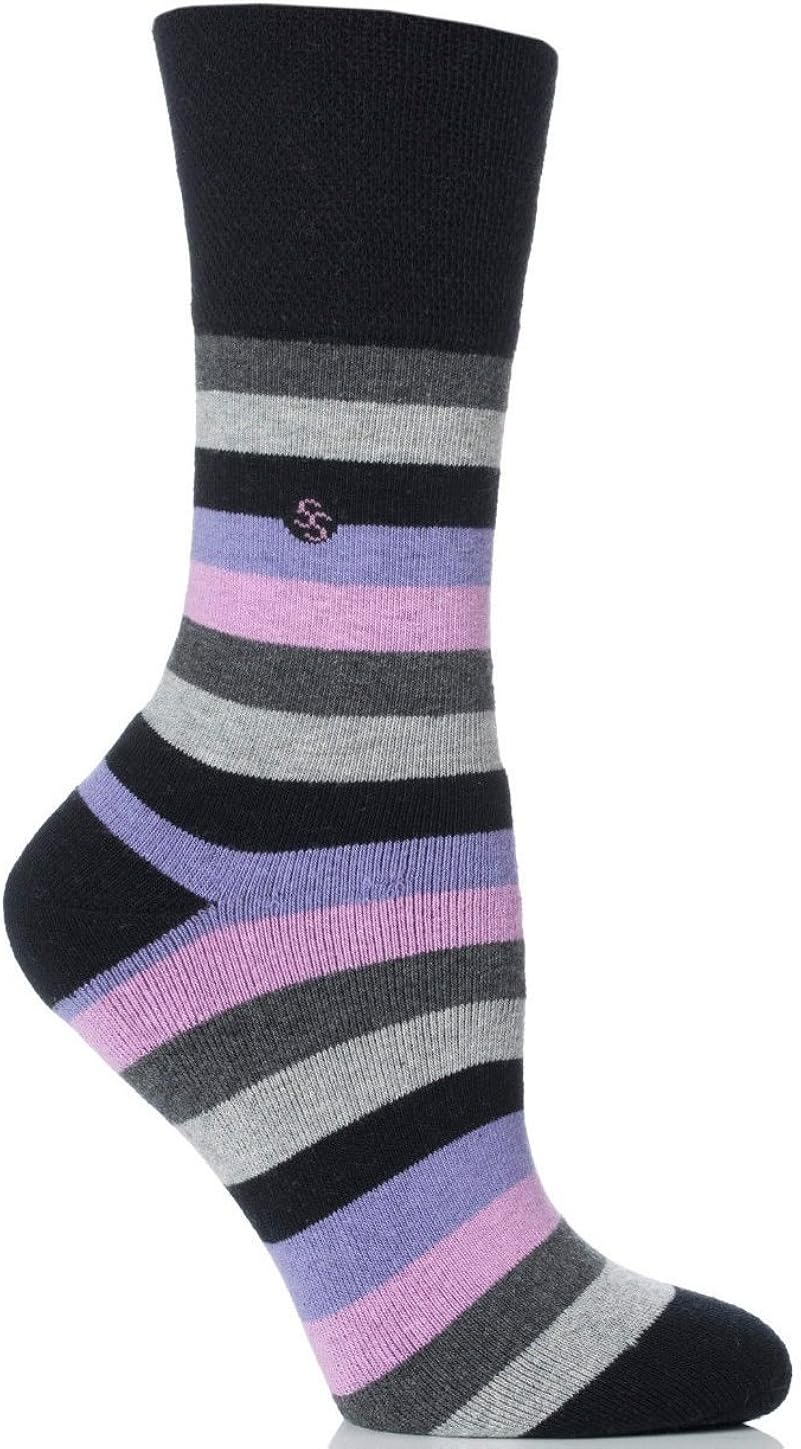 2 Pairs Ladies Gentle Grip Cushion Sole Foot Socks 4 8 Pink / Black