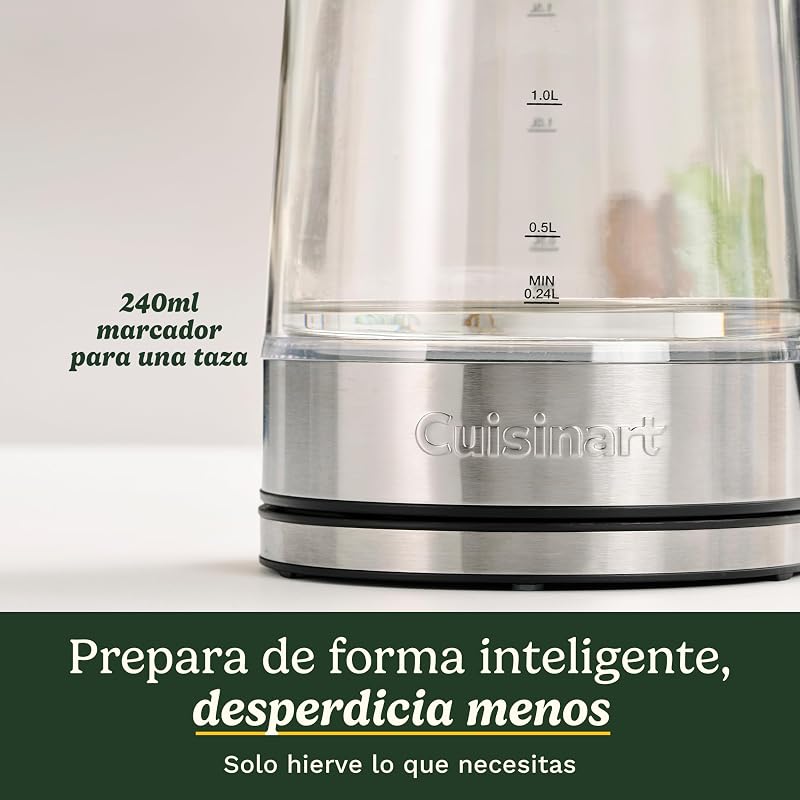 hervidor de vidrio 1,7 L con control de temperatura, hervido rápido 3 kW, exterior frío al tacto, doble pared, sin BPA, pico antigoteo, base 360°, apagado automático y pantalla táctil