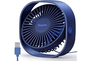 EasyAcc USB Small Desk Fan, Slumber Pod Fan [360°Rotatable Head &Powerful ] 3 Speeds Portable Personal Table Travel Fan for Sleeping Desk Cruise Ship Dorm Bedroom Office (No Battery)