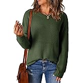 Dokotoo Womens Sweaters Crewneck Ribbed Knit Waffle Pullover Sweaters 2025 Fall Winter Fashion Clothes