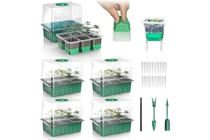 YJXFON 30 XL Cells Reusable Seed Starter Tray with Soft Silicone Cells, 5 Pack Seed Starter Kit for Greenhouse Propagator Station Planting Growing (Green)