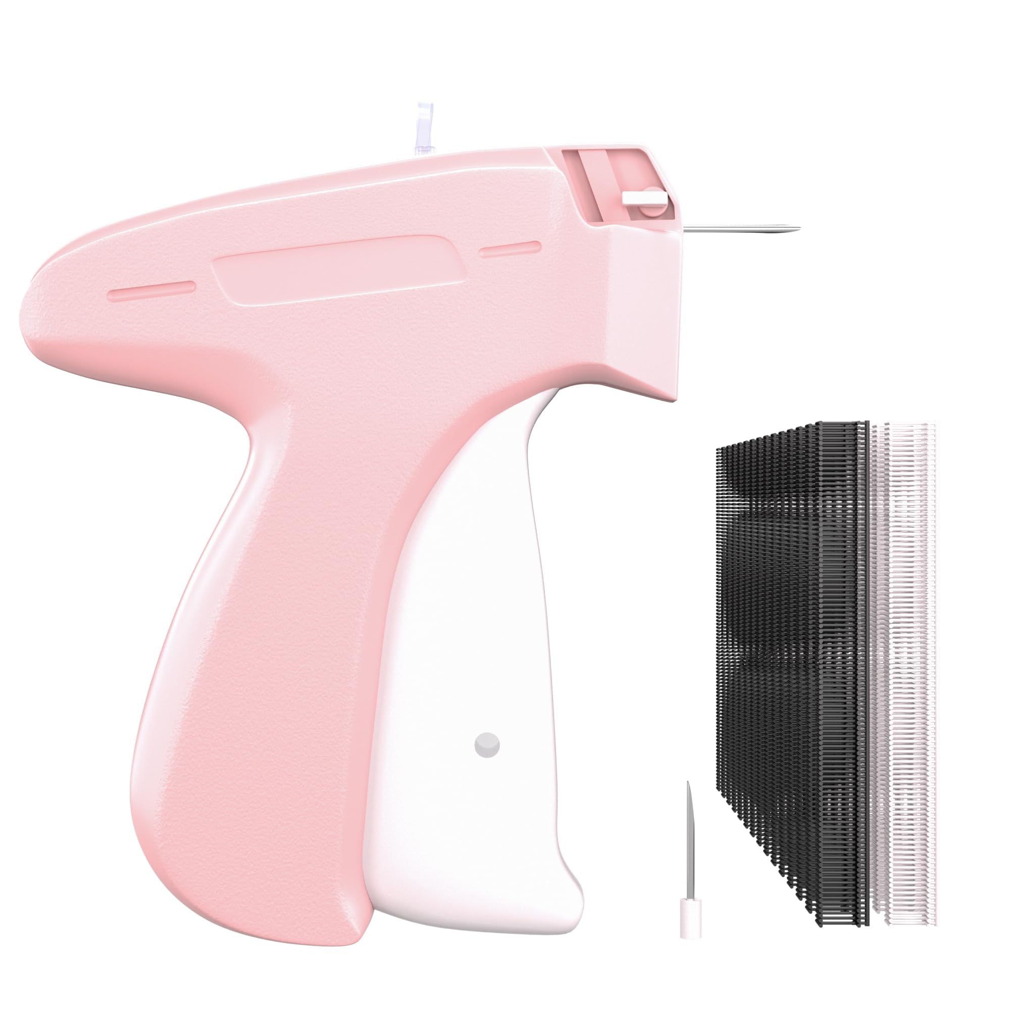 Photo 1 of Fine Stitch  for Clothes - Mini Tagging Pink Gun with 2 Fine Needles and 3000 Micro Fasteners (Black & White) for Quick Sewing, Quilting, and Hemming