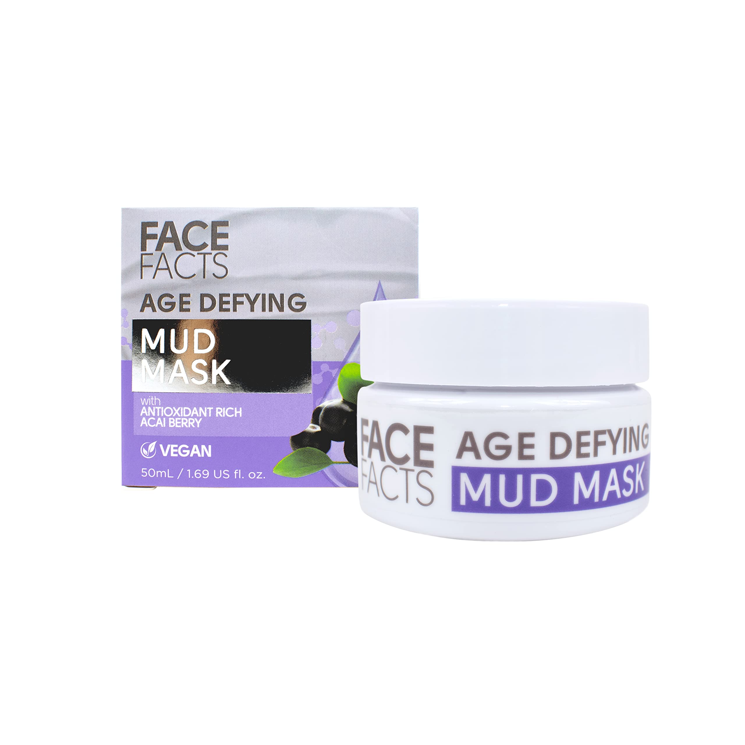 Face Facts Age Defying Mud Mask | Cleanses + Brightens | Acai Berry | 50ml