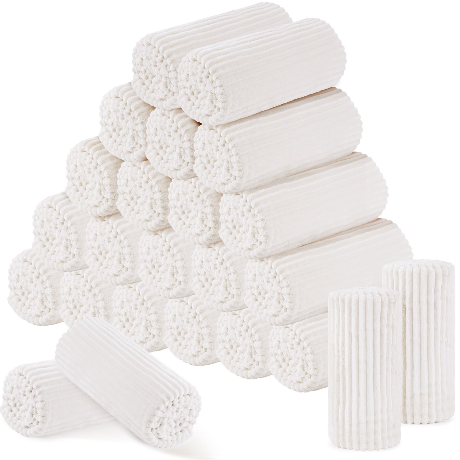 Photo 1 of Buryeah 24 Pcs Flannel Throw Blanket Bulk 50 x 60 in Sleepover Blanket Outdoor Wedding Throw Lightweight, Oeko-tex Standard 100 Certified for Sofa Homeless Gifts (Cream White)