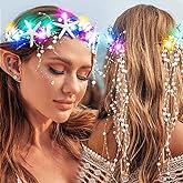Catery Mermaid Crown Light Up Mermaid Headband Shell Hair Accessories for Women