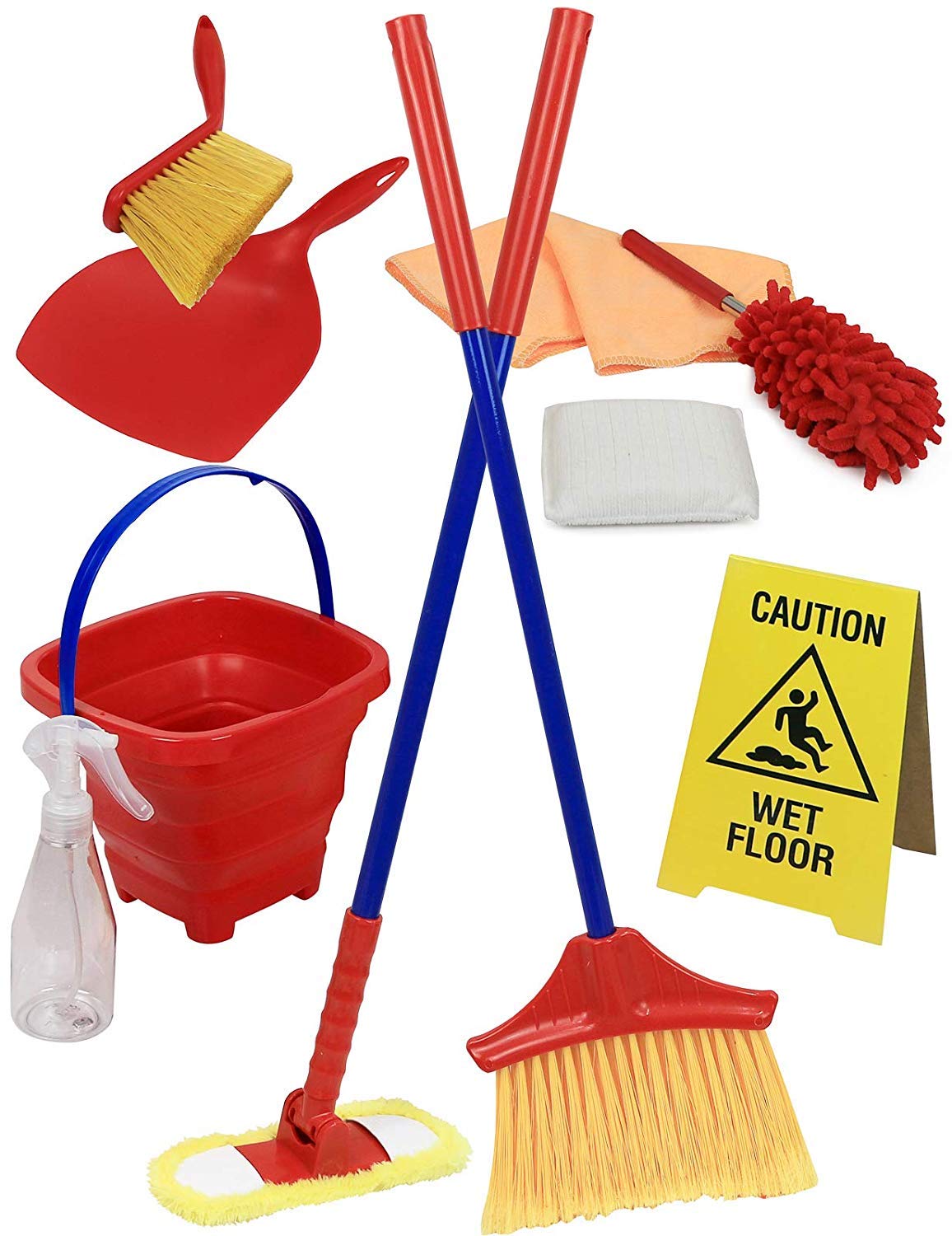 Click N' Play Pretend Play Housekeeping Cleaning Set Includes Broom
