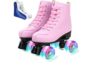 XUDREZ Roller Skates for Women Men Cozy PU Leather High-top Roller Skates for Beginner Double-Row PU Wheels, Professional Ind