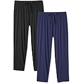 DAVID ARCHY Mens Pajama Pants Bamboo Rayon AirWeave Knit Lounge Pants, Soft Comfy Sleep Bottoms Lightweight PJs 2 Pack