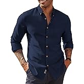 PJ PAUL JONES Men's Oxford Button Down Shirt Long Sleeve Regular Fit Business Casual Dress Shirts with Chest Pocket
