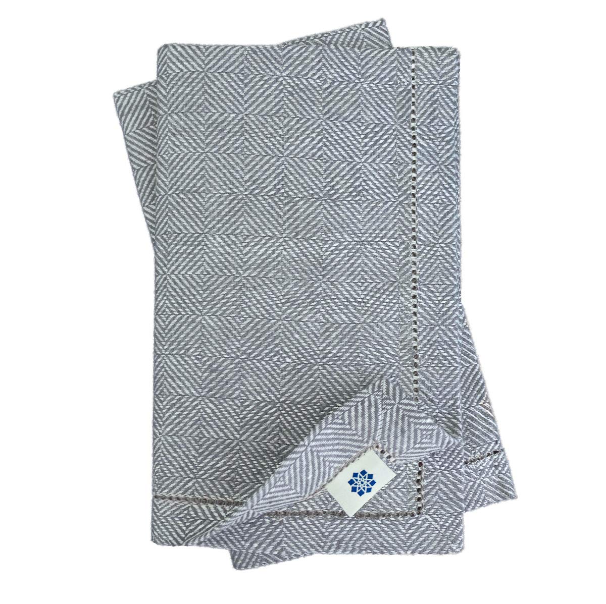 Linen & Cotton Set of 4 Hemstitched Napkins SCANDI - 17.6'' x 17.6'' (44cm x 44cm), 100% Linen (Gray)