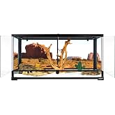 REPTI ZOO 50 Gallon Reptile Glass Terrarium Tank Double Hinge Door with Screen Ventilation Large Reptile Terrarium 36" x 18" x 18"(Knock-Down)