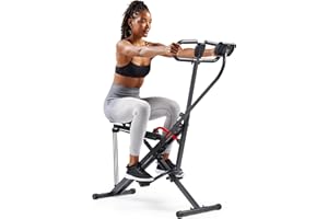 Sunny Health & Fitness Smart Upright Row-N-Ride Trainer w/Adjustable Resistance & 330LB Weight Capacity, Foldable Home Exercise Equipment for Arm, Glute & Leg Training, Free SunnyFit App Connection