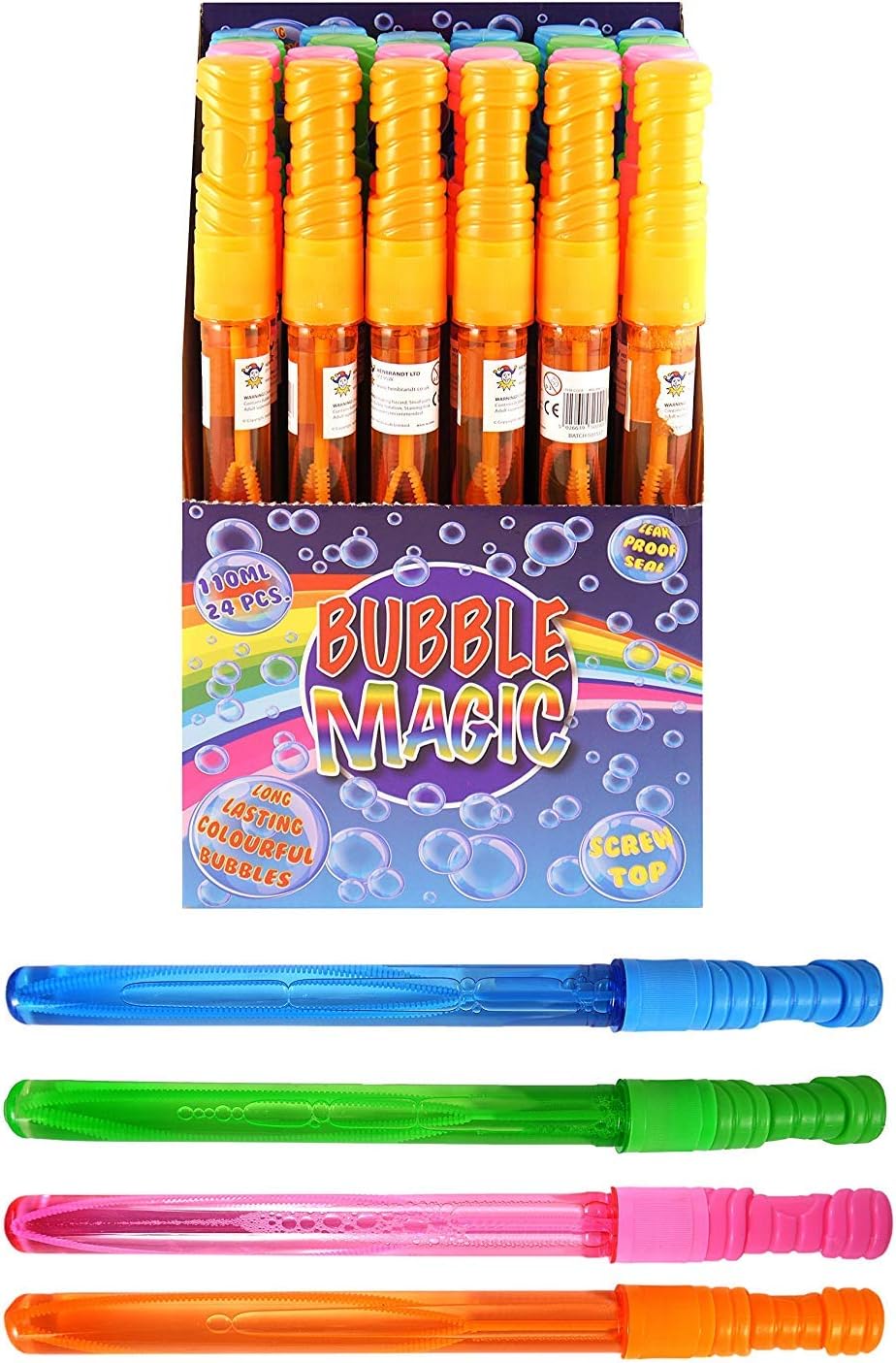 24 x Bubble Swords Assorted Colours Bubble Magic 110ml Wholesale Box