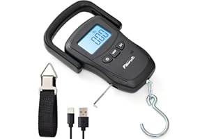 Fishfun Rechargeable Fish Scale, Digital Hanging Fish Weight Scale with Large Handle and Tape Measure for Fishing, Hunting, Outdoor, Farm, 110lb/50kg