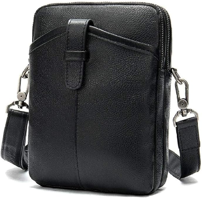 Men's shoulder bag vertical top layer leather crossbody small 7.9 inch