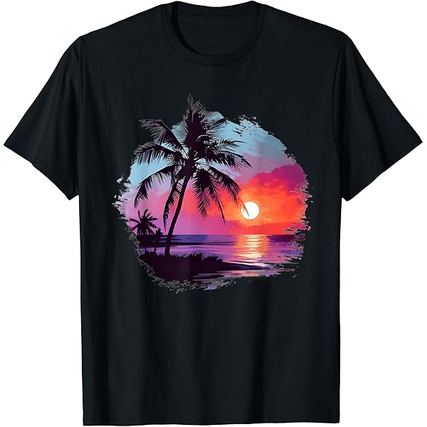 Amazon.com: Palm Tree Sunset Premium T-Shirt : Clothing