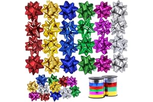 Lulu Home Christmas Gifts Bows, 50 Pieces Self Adhesive Gifts Bows for Decoration, Gift Wrap, Wedding, Party