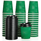 DAILYPACK 100 Count 8 oz Coffee Cups with Lids, Insulated Ripple Wall Paper Hot Coffee Cups for Hot Drinks