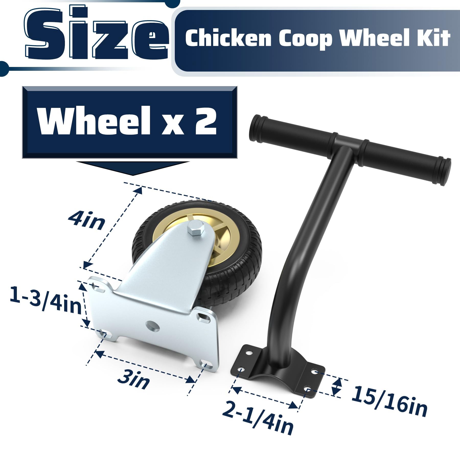 Condition photo showing New/Like New for pearwow chicken coop wheels kit with a lifting handle, 2 pack 4 inch heavy duty caster wheels for ea
