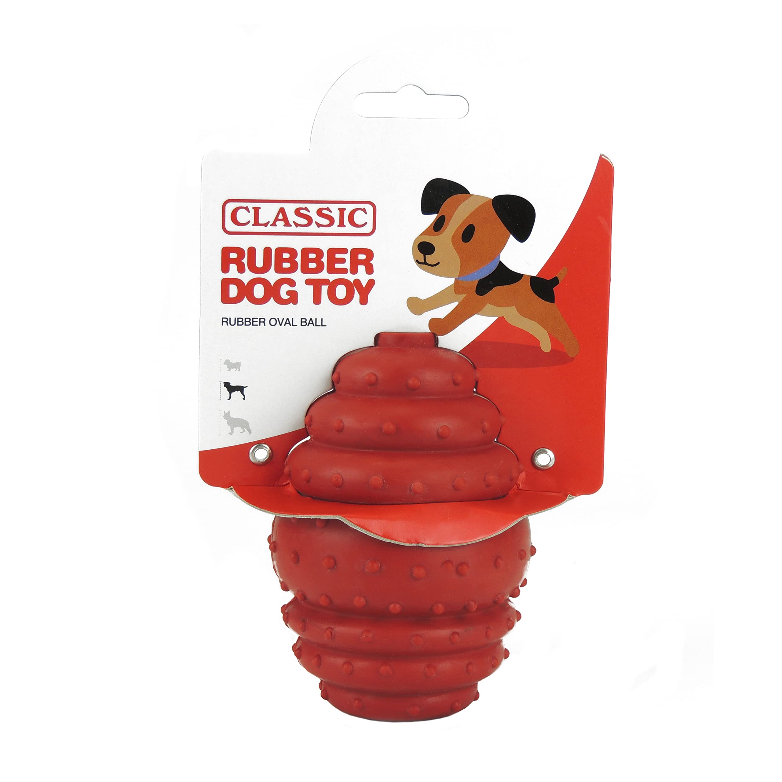 CLASSIC Oval Ball Rubber Dog Toy - 140mm - Red